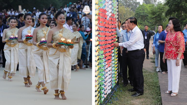Hun Sen and son preside over Khmer New Year celebration near Angkor Wat